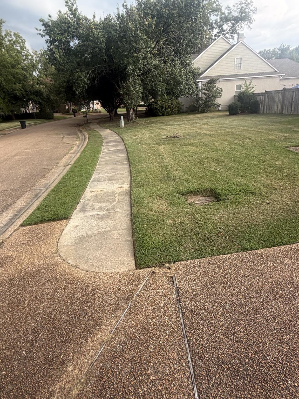 Detailed sidewalk edging completed during weekly lawn service in Madison MS